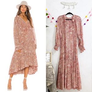 Free People Floral Maxi Dress in Pink and White